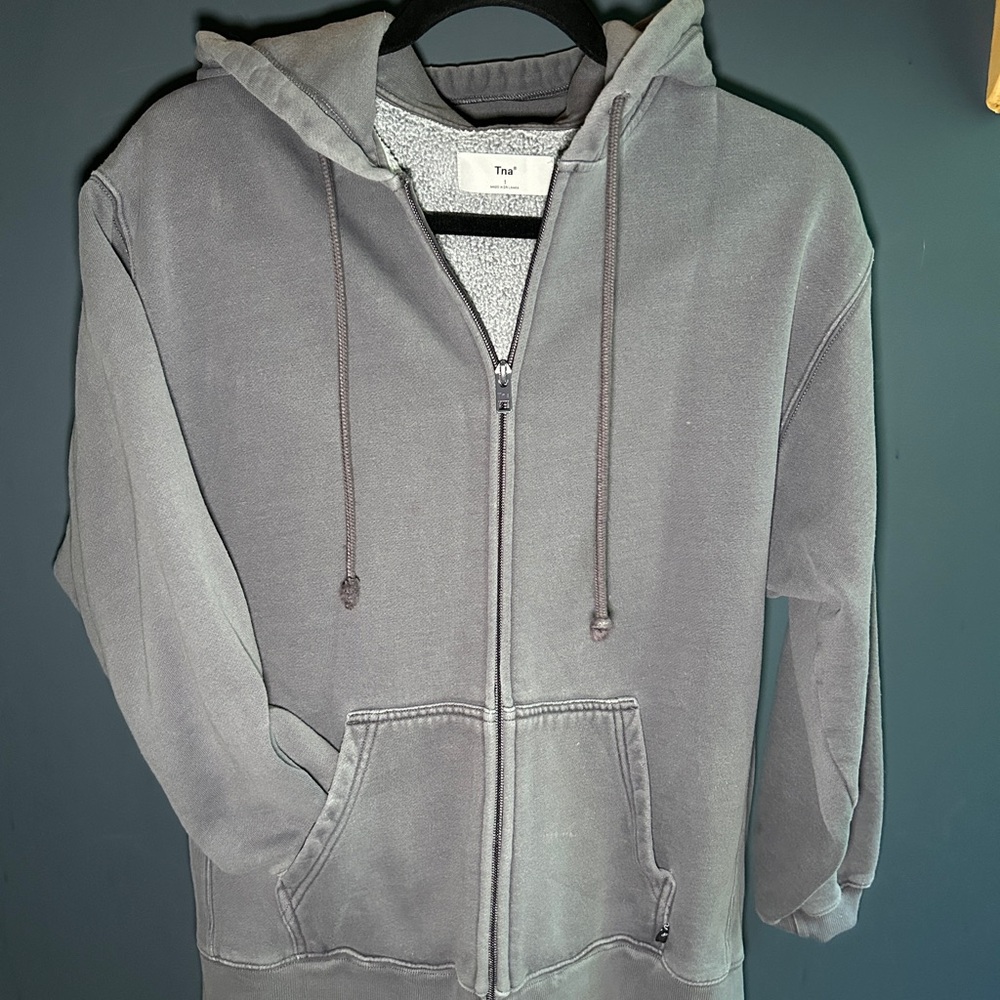 TNA Washed Gray Full-Zip Hoodie